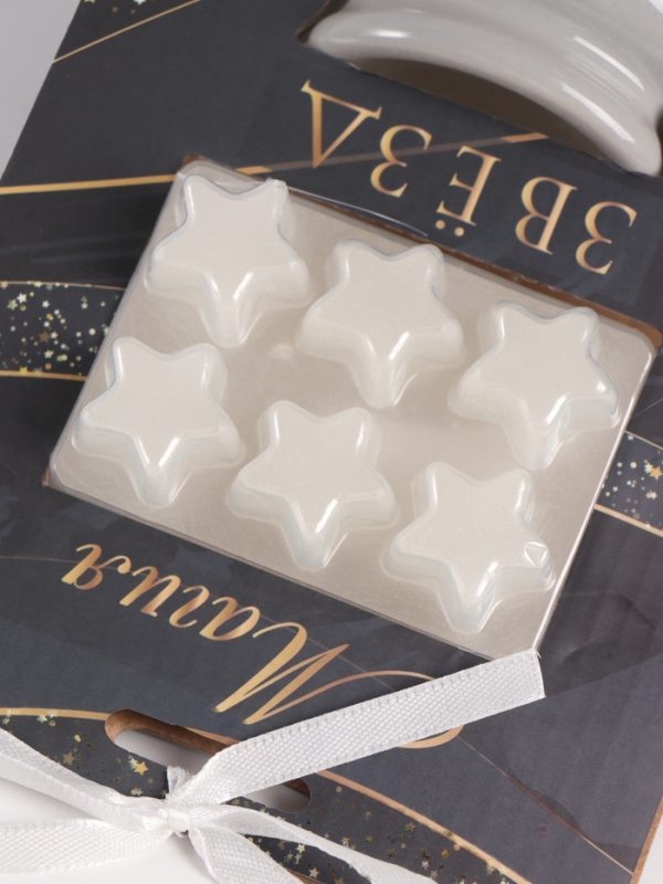 Набор: аромалампа для эфирных масел, мелтсы из воска ароматические «Звезда», серая, 7.5×7.5×8 см Набор: аромалампа для эфирных масел, мелтсы из воска ароматические «Звезда», серая, 7.5×7.5×8 см