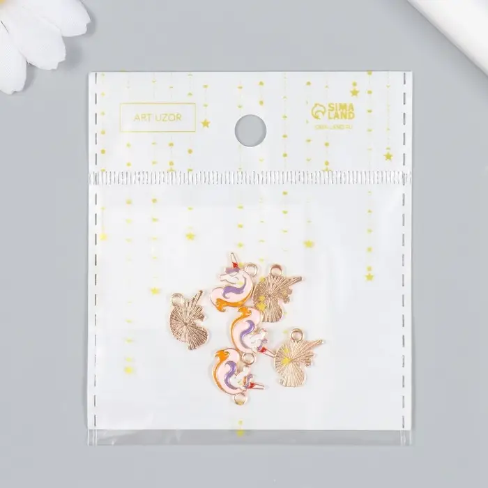 Декор для творчества металл, эмаль "Единорожка с гривой" 1,5х1,3 см