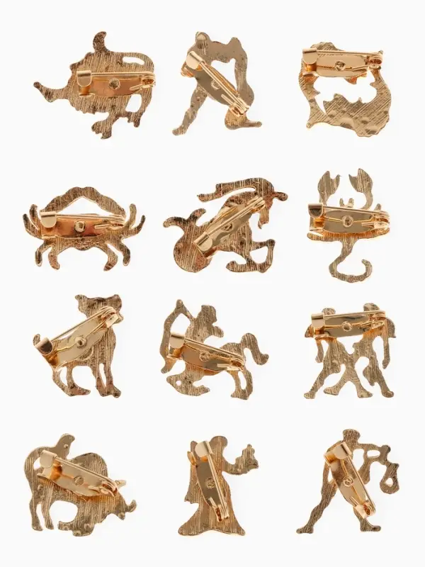 Брошь &laquo;Знаки зодиака&raquo;, ассорти, гороскоп, белая в золоте