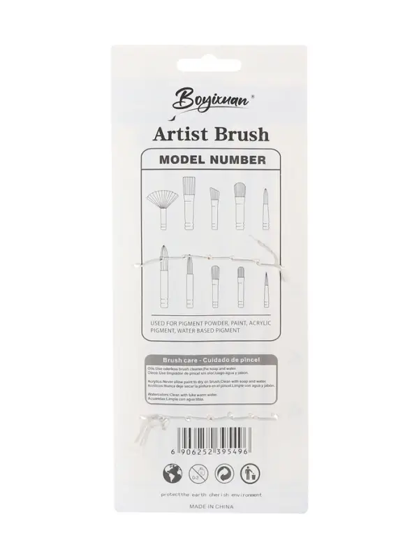 Набор кистей для рисования, синтетика, 6 штук: № 2, 4, 6, 8, 10, 12, плоские, скошенные, с цветными ручками, международный размер