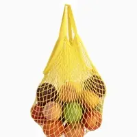 Сумка - авоська плетёная, ручка 12 см, клетка 1.5 см, жёлтая