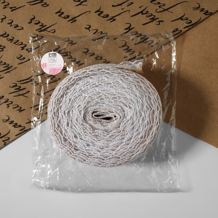 Лента холщовая «Кружево», натуральная, 40 мм, 4,5 ± 0,5 м, цвет белый Лента холщовая «Кружево», натуральная, 40 мм, 4,5 ± 0,5 м, цвет белый