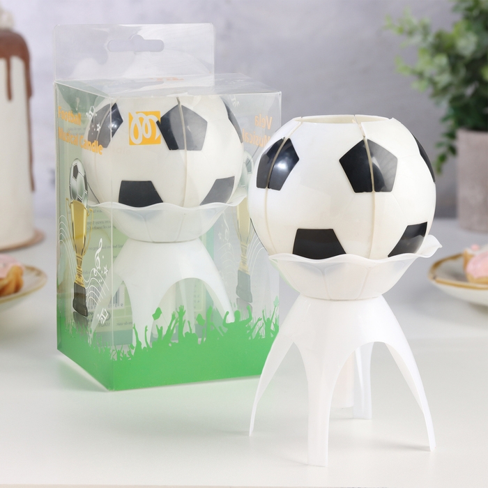 Свеча для торта музыкальная  Свеча для торта музыкальная "Мяч", бело- чёрная