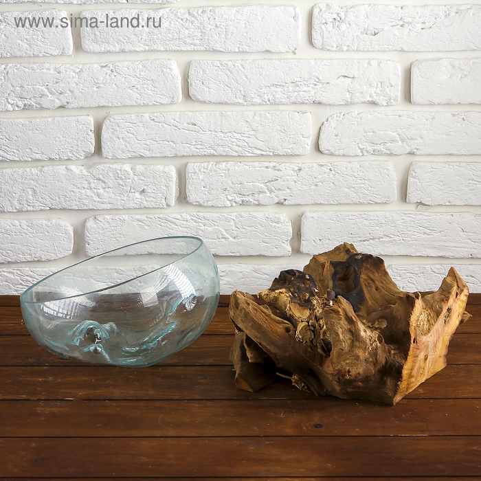 Вазон стекло на дереве  Вазон стекло на дереве "Забота" 20х25х25 см, МИКС