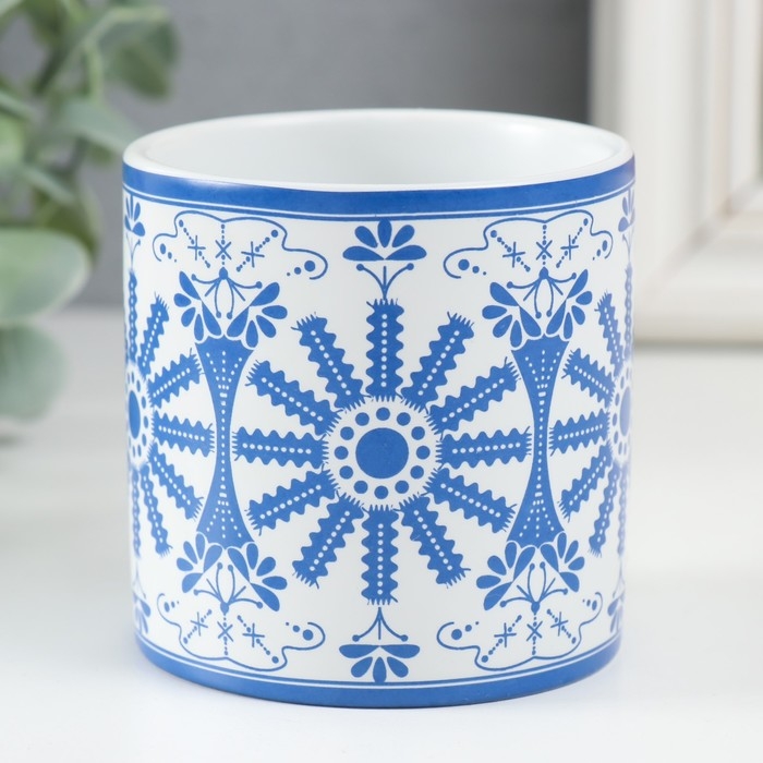 Вазон керамика Вазон керамика "Цветочная роспись" 200 мл 7,3х7,3х7,3 см