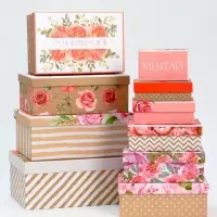 Набор подарочных коробок 10 в 1 Flowers, 32.5&times;20&times;12.5 - 12&times;7&times;4 см