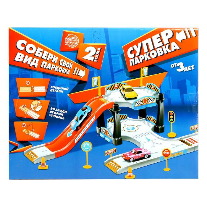 Гараж «Двухуровневая парковка», 1 металлическая машина, аксессуары Гараж «Двухуровневая парковка», 1 металлическая машина, аксессуары