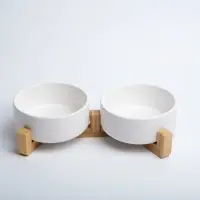 Набор мисок на подставке, 2&times;450 мл, 13&times;5 см, керамика, белый