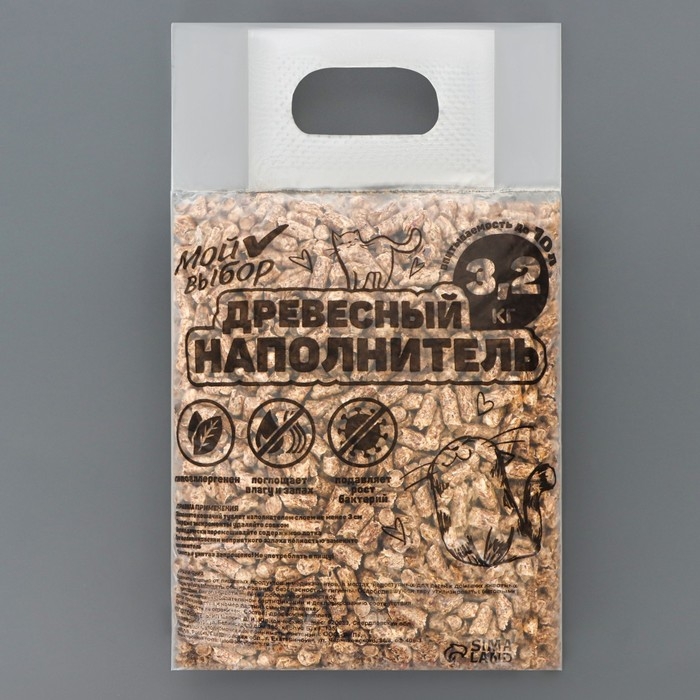 Наполнитель древесный для кошек, Наполнитель древесный для кошек, "Мой выбор" 3,2 кг впитываемость до 10 л