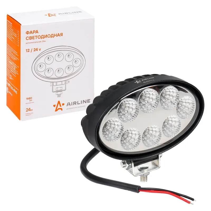 Фара светодиодная овальная, 8 LED рассеянный свет, 24W, (140х86х55) 12/24V