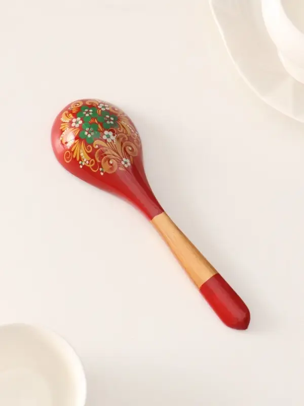 Ложка деревянная &laquo;Краснушка&raquo;, с плоским черенком, 20.2&times;6.2 см, хохлома, ручная роспись