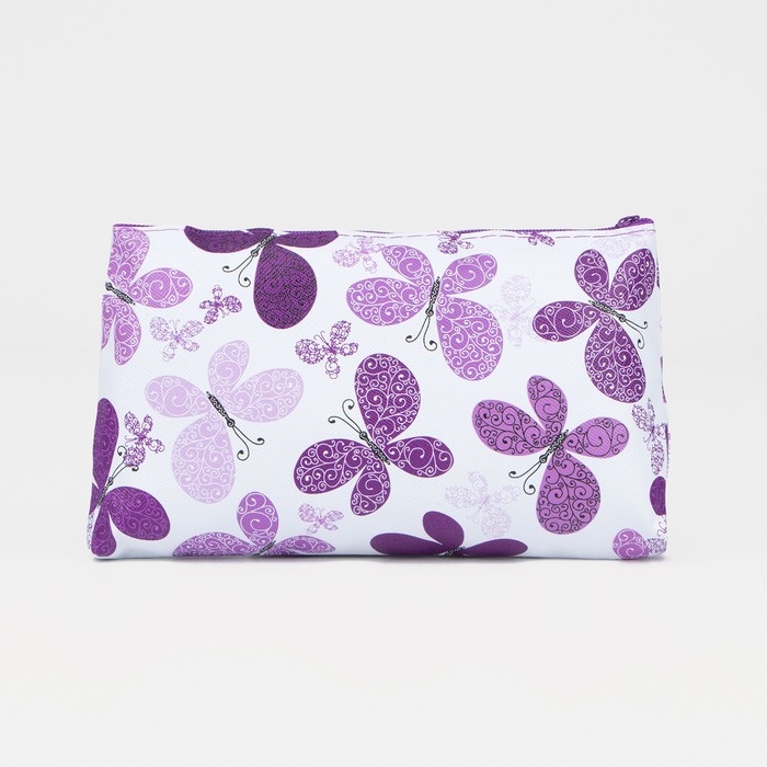 Косметичка на молнии, цвет белый/фиолетовый Косметичка на молнии, цвет белый/фиолетовый