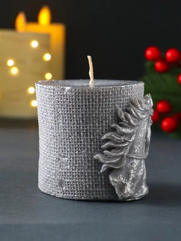 Свеча новогодняя Свеча новогодняя "Лошадь Бохо" 70х75 мм, ЛАК, серый