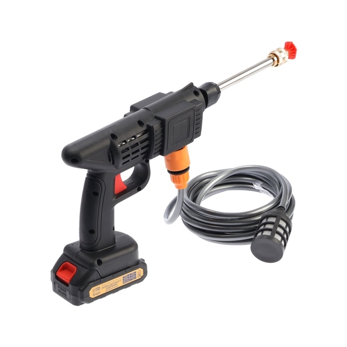 Мойка высокого давления аккумуляторная ТУНДРА, Li-ion 20 В, 2 Ач, 28 бар, шланг 3 м Мойка высокого давления аккумуляторная ТУНДРА, Li-ion 20 В, 2 Ач, 28 бар, шланг 3 м