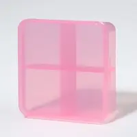 Таблетница, 6,5 &times; 6,5 &times; 2,5 см, 4 секции, цвет розовый