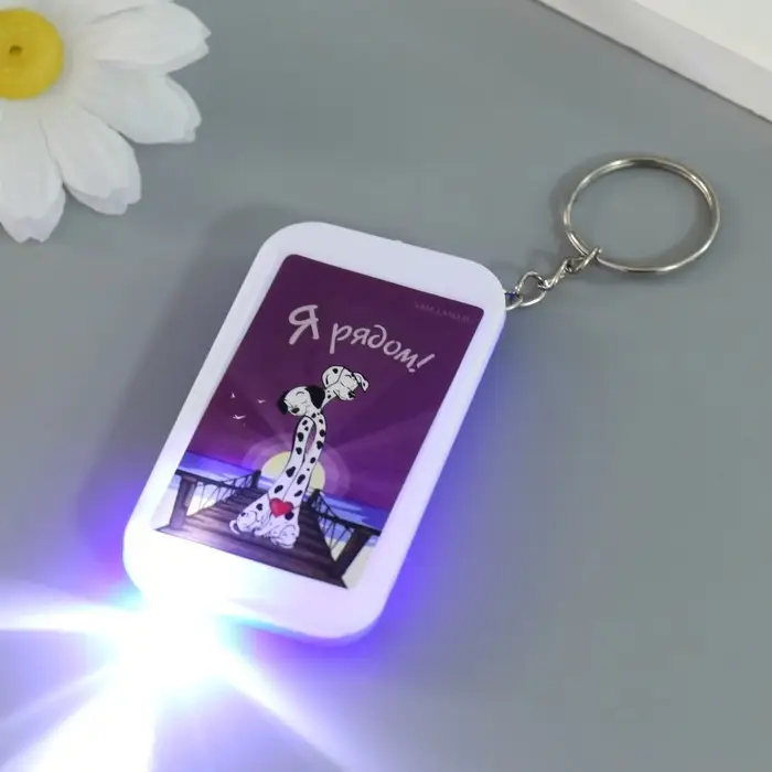 Фонарик брелок для ключей на кольце «Пёсики-далматинцы: Я рядом!», 6.5×3.5×1 см, МИКС Фонарик брелок для ключей на кольце «Пёсики-далматинцы: Я рядом!», 6.5×3.5×1 см, МИКС