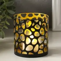 Подсвечник "Цилиндр №2" металл 7,5х7,5х8 см, черный с золотом