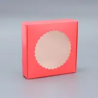 Подарочная коробка сборная с окном, розовый, 11.5×11.5×3 см