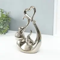 Фигурка керамика &laquo;Слоники с сердцем. Абстракция&raquo;, серебро, 8.5&times;18.5&times;29.3 см