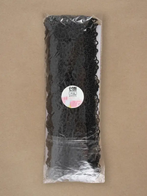 Кружево гипюровое, 65 мм, 6.8&plusmn;0.5 м, цвет чёрный