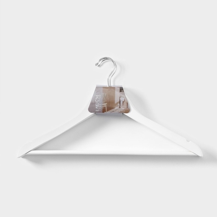 Плечики - вешалки для одежды LaDо́m Soft-Touch, 44,5×23 см, 3 шт, деревянные, с перекладиной, широкие плечики, цвет белый Плечики - вешалки для одежды LaDо́m Soft-Touch, 44,5×23 см, 3 шт, деревянные, с перекладиной, широкие плечики, цвет белый