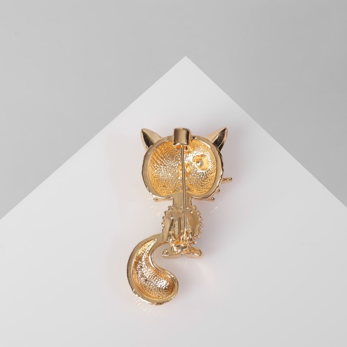 Брошь «Котёнок» подмигивающий, цвет чёрный в золоте Брошь «Котёнок» подмигивающий, цвет чёрный в золоте
