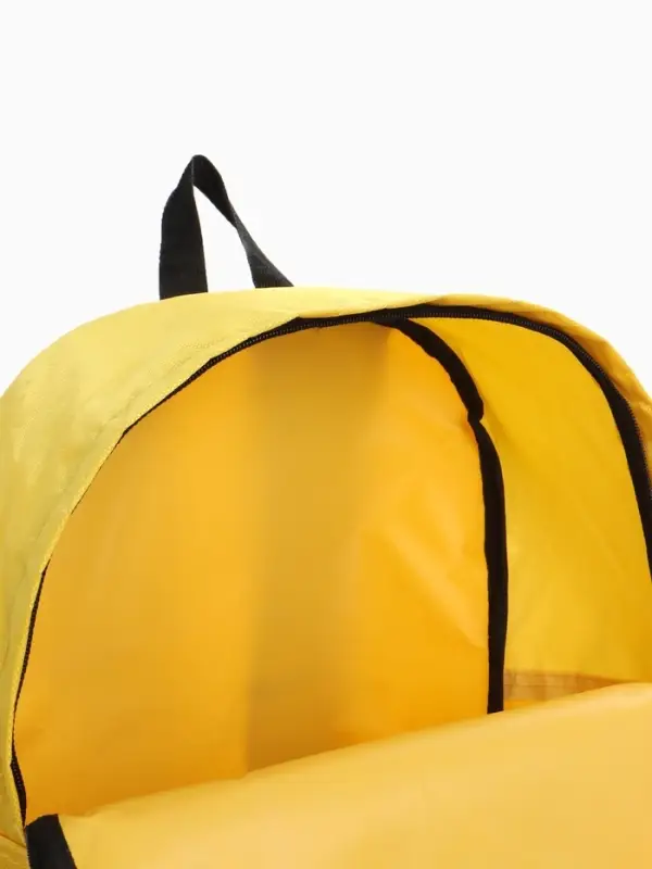 Рюкзак молодёжный на молнии, с карманом, однотонный, размер 29&times;12&times;39 см, жёлтый