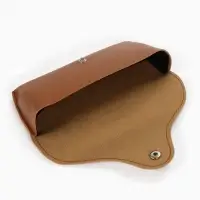 Футляр для очков на кнопке, 16&times;3.5&times;6.5 см, коричневый