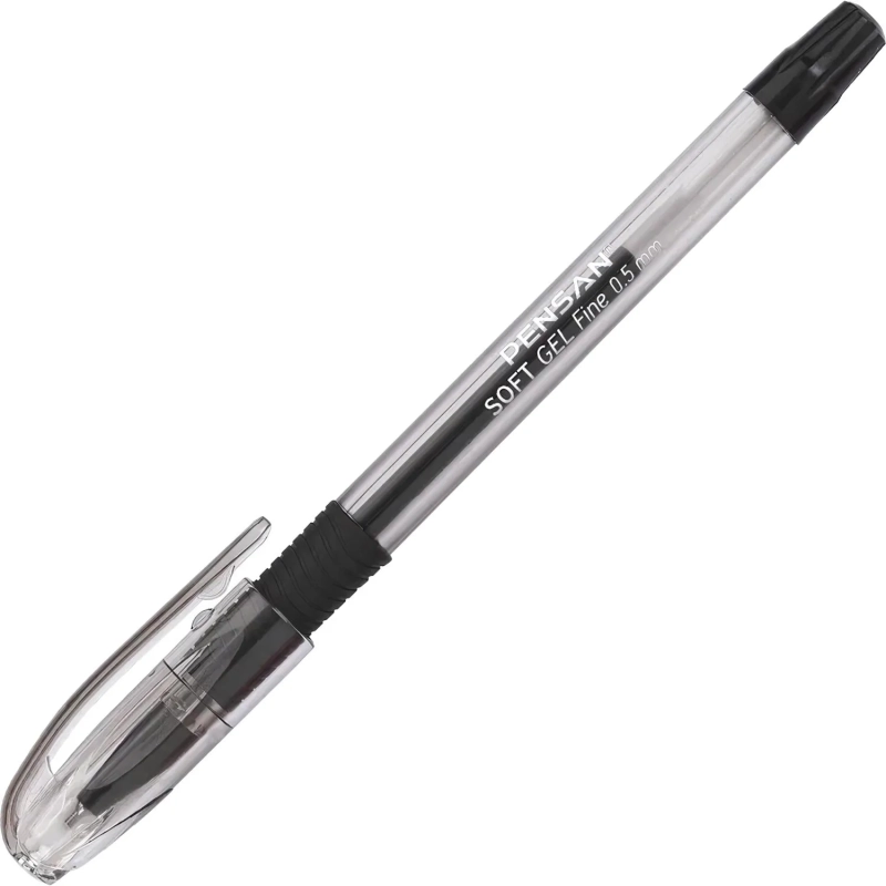 Ручка гелевая неавтомат. PENSAN SOFT GEL FINE 0,5чер,манж2400/12-2420
