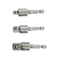 Набор шарнирных адаптеров для шуруповерта ТУНДРА, CrV, 1/4 - 3/8 - 1/2", 52 - 57 мм, 3 шт.