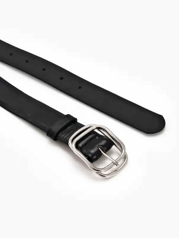 Ремень жен 06-01-02-01, Июнь2504, 3,2*0,3*110 см, без винта, пряж металл, 1 прокол, черный   1090312