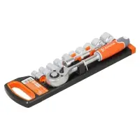 Набор головок 1/2"DR шестигранных с трещоткой 72Т 12пр. (10-24мм, удлинитель 125мм)