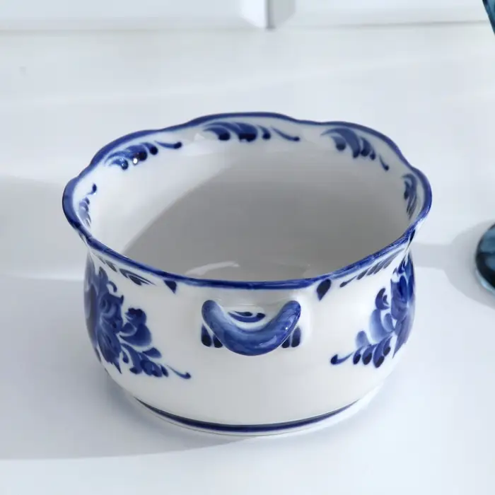 Бульонница «Рябинушка», с ручками, H=7 см, 0,45 л, гжель Бульонница «Рябинушка», с ручками, H=7 см, 0,45 л, гжель