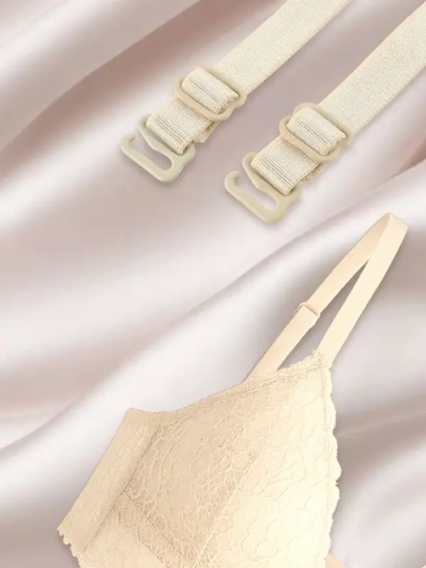 Лямки для бюстгальтера, текстильные, 1 см, 37 см, пара, бежевые Лямки для бюстгальтера, текстильные, 1 см, 37 см, пара, бежевые