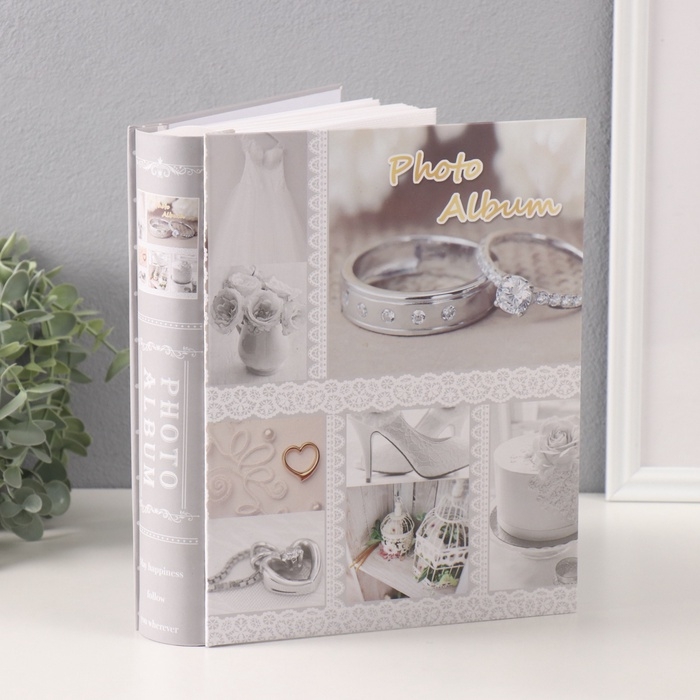 Фотоальбом на 200 фото 10х15 см Фотоальбом на 200 фото 10х15 см "Свадебные хлопоты" в коробке серебр обводка 5,5х20,5х26,5см 10749