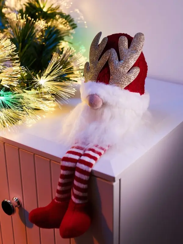 Фигура текстиль «Гном красная шапочка» 33 см, 1 LED, от батареек AG13×3, свечение тёплое белое