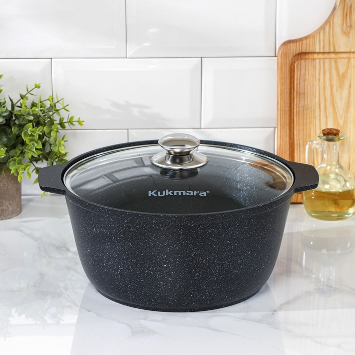 Жаровня, 5 л, d=29 см, стеклянная крышка, антипригарное покрытие, цвет тёмный мрамор Жаровня, 5 л, d=29 см, стеклянная крышка, антипригарное покрытие, цвет тёмный мрамор