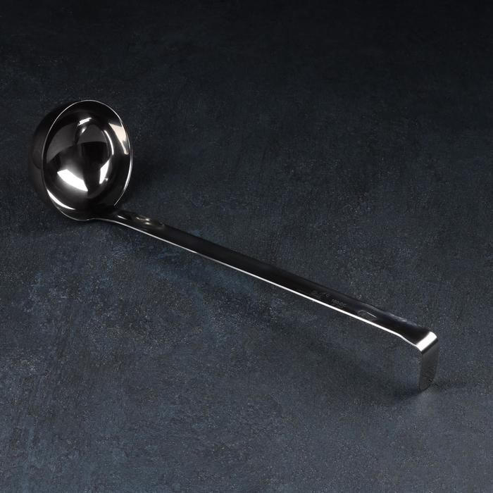 Половник из нержавеющей стали цельнотянутый, 180 мл, 35×9 см, толщина стали 1,5 мм, серебряный Половник из нержавеющей стали цельнотянутый, 180 мл, 35×9 см, толщина стали 1,5 мм, серебряный