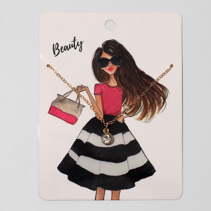 Кулон Dream красотка в розовом, цвет белый в золоте, 45 см Кулон Dream красотка в розовом, цвет белый в золоте, 45 см