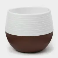 Горшок для цветов &laquo;Япония&raquo;, 1.2 л, d=16 см, h=14 см, пластиковый, бело-коричневый