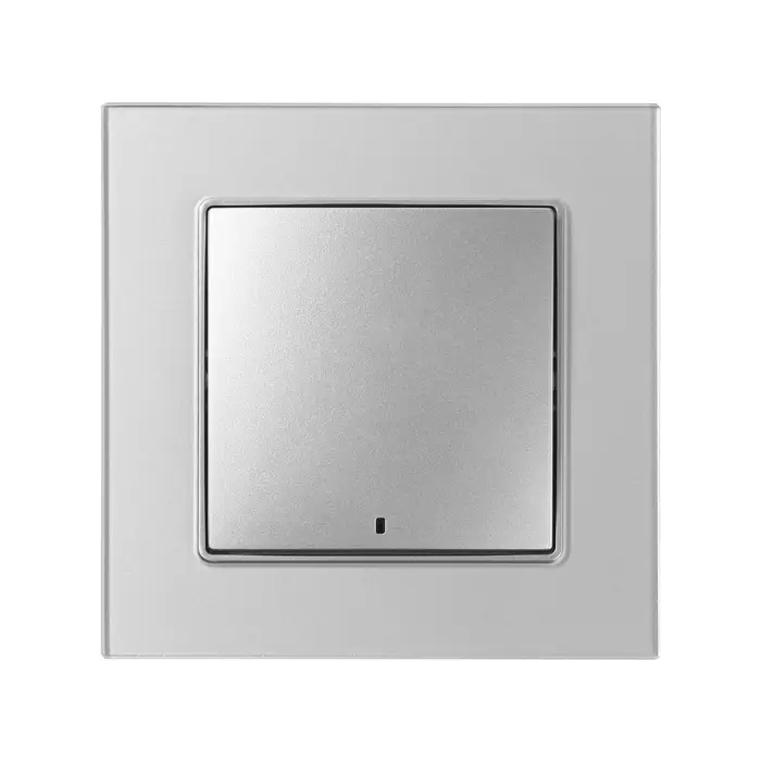 Выключатель TOT Glossy Glass, 10 А, 1 клавиша, с подсветкой, скрытый монтаж, стеклянная рамка, серебристый
