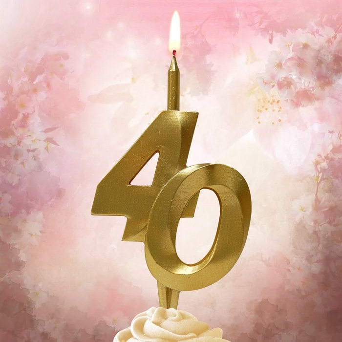 Свеча в торт «Юбилейная», цифра 40, золотая Свеча в торт «Юбилейная», цифра 40, золотая
