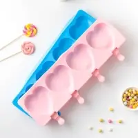 Форма для мороженого &laquo;Сердца&raquo;, силикон, 37&times;15&times;2.5 см, 4 ячейки (9.2&times;8.4 см), МИКС