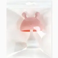 Прорезыватель силиконовый для зубов с погремушкой 3 в 1 M&B «Зайка», розовый