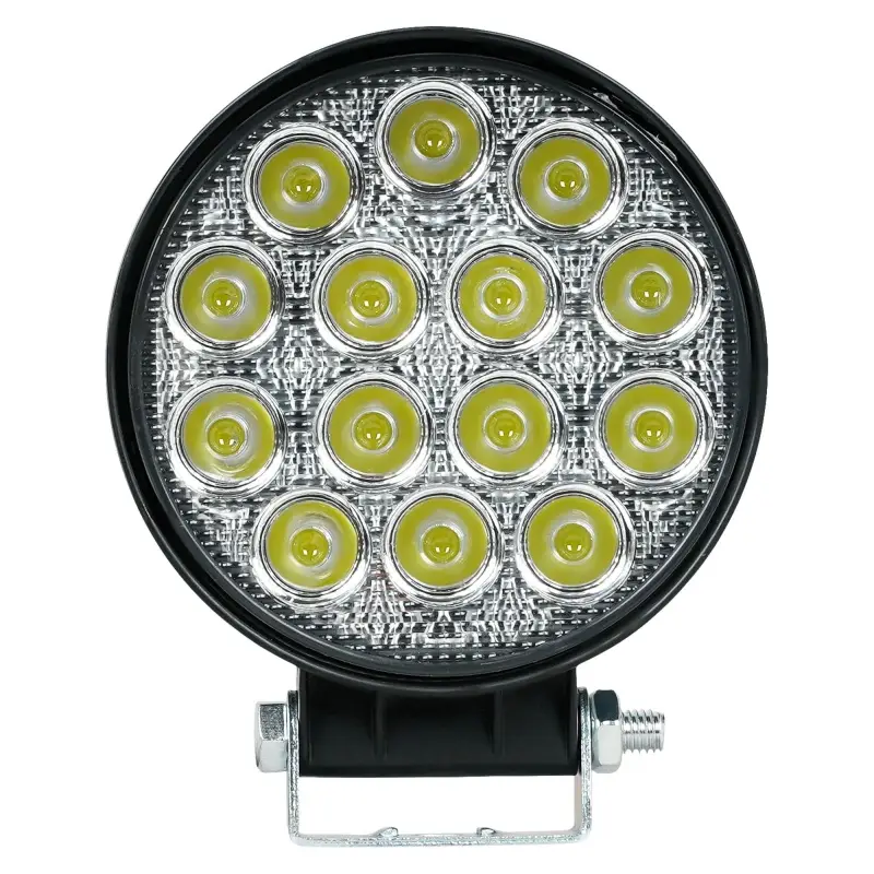 Фара светодиод. круглая, 14LED, ближний свет, 42Вт, 112x112x47мм, 12/24В, PRO