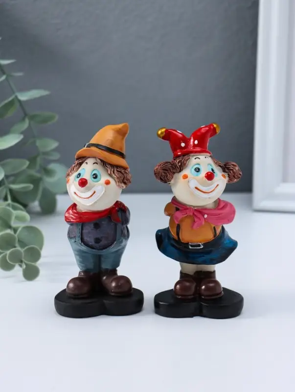 Сувенир полистоун "Клоуны - признание в любви" набор 2 шт 5,2х5х11,5 см