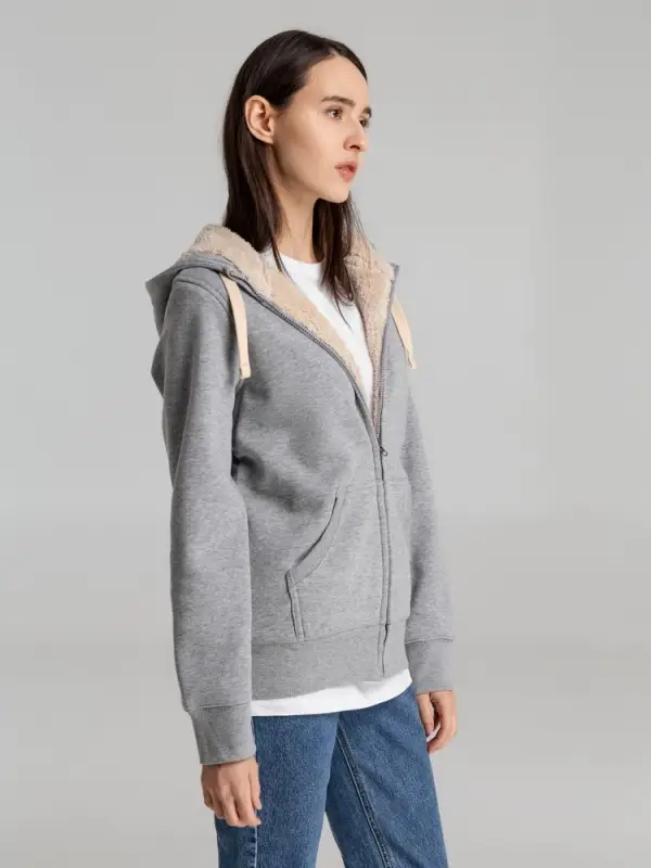 Толстовка унисекс на молнии Sherpa 280, серый меланж, размер XS Толстовка унисекс на молнии Sherpa 280, серый меланж, размер XS