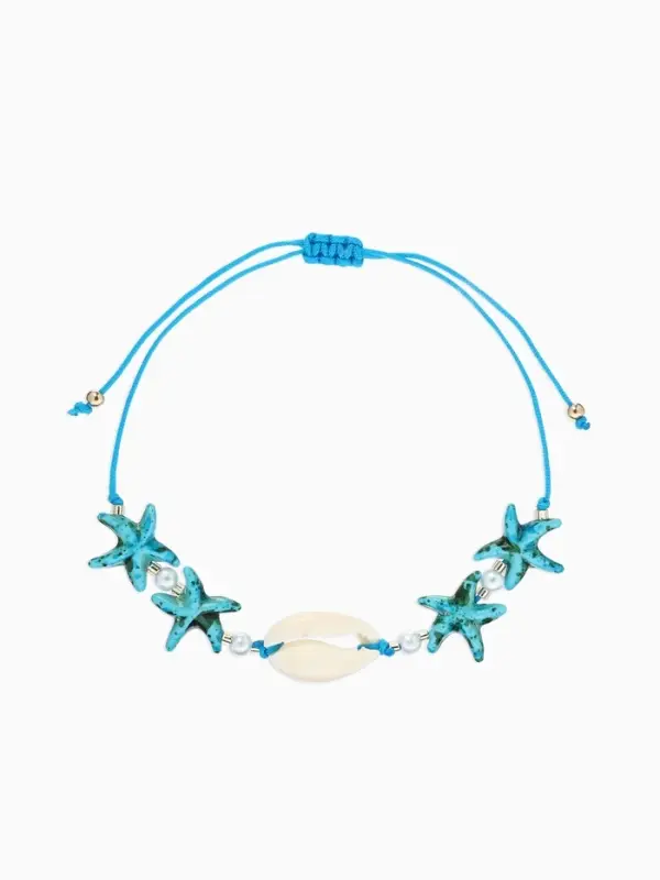 Браслет на нити &laquo;Морской. Ракушка и звезда&raquo;, d=6 см, МИКС