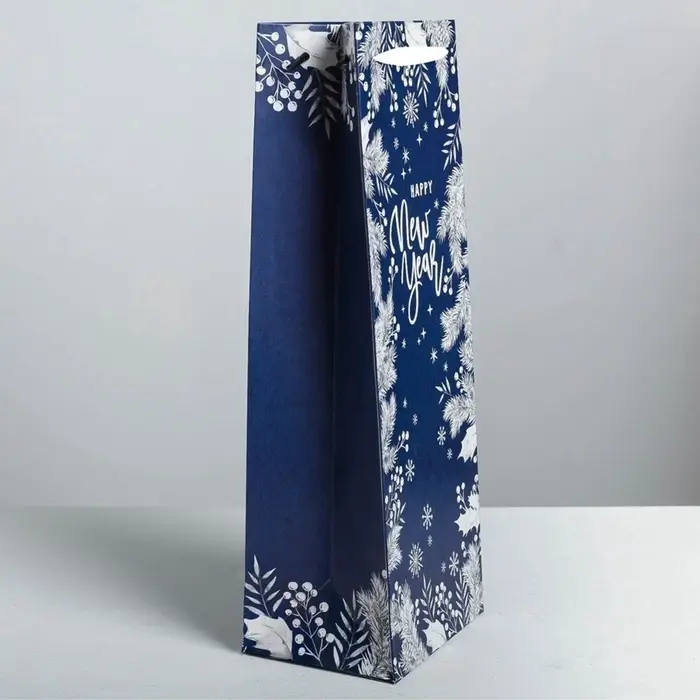Пакет новогодний подарочный под бутылку Happy New Year!, 13×35×10 см Пакет новогодний подарочный под бутылку Happy New Year!, 13×35×10 см