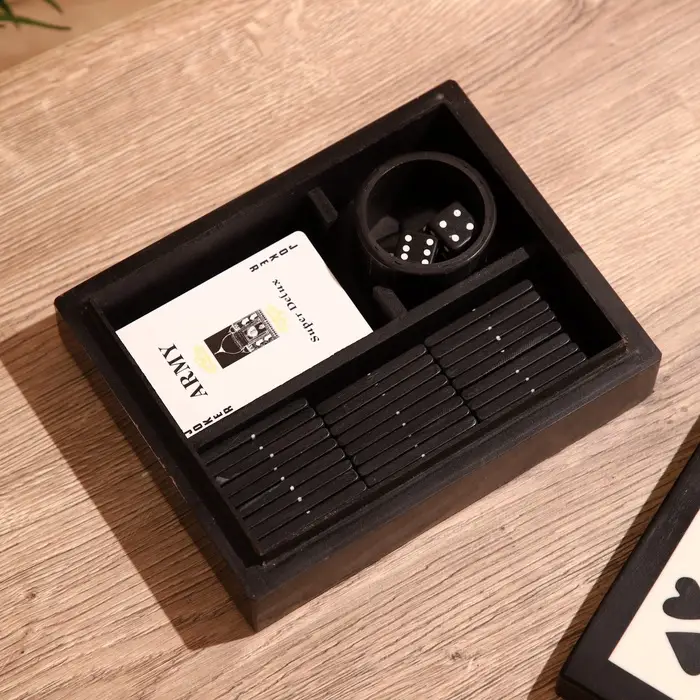 Игра настольная 3 в 1, домино, кубики, карты, полирезин, МДФ